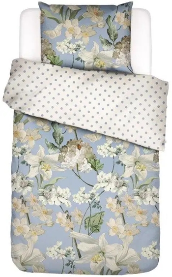 8: Blomstret sengetøj - 200x220 cm - Rosalee Iceblue - 2 i 1 sengesæt - 100% bomuldssatin sengetøj - Essenza