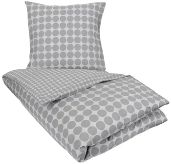 Billede af Sengetøj 240x220 - King size - Circle grey - Prikket sengetøj - 100% Bomuld - Borg Living dobbelt dynebetræk