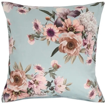 Billede af Pudebetræk 60x63 cm - Blue flower - 2 i 1 design - Hovedpudebetræk i 100% bomuldssatin