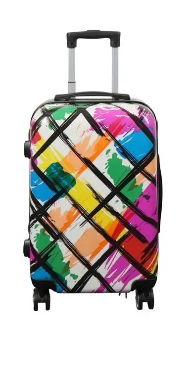 Kabine kuffert - Hardcase letvægt kuffert - Trolley med motiv - Kryds mønster