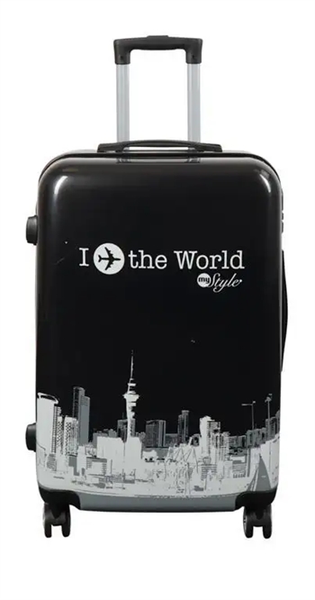 Kuffert - Hardcase kuffert - Str. Medium - Kuffert med motiv - New York city - Black - Eksklusiv letvægt rejsekuffert