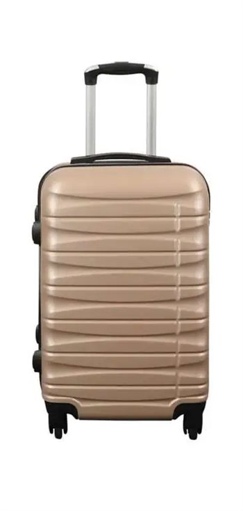 Kabine kuffert - Hardcase - Guld håndbagage kuffert med 4 hjul på tilbud