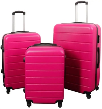 Billede af Kuffertsæt - 3 Stk. - Eksklusivt hardcase billige kufferter - Pink med striber