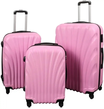 Billede af Kuffertsæt - 3 Stk. - Praktisk hardcase kuffertsæt - Musling lyserød