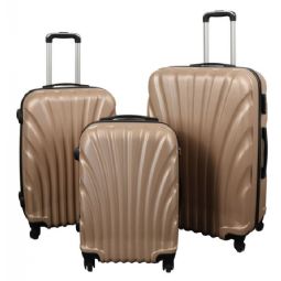 Kuffertsæt - 3 stk. - Musling guld - Praktisk hardcase kuffert