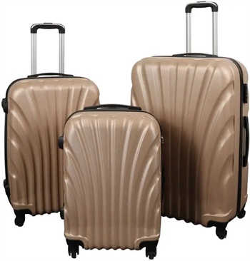 Billede af Kuffertsæt - 3 Stk. - Praktisk hardcase billige kufferter - Musling guld
