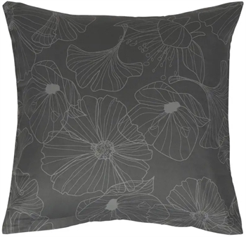 Pudebetræk 60x63 cm - Big flower grey - Hovedpudebetræk i 100% bomuldssatin