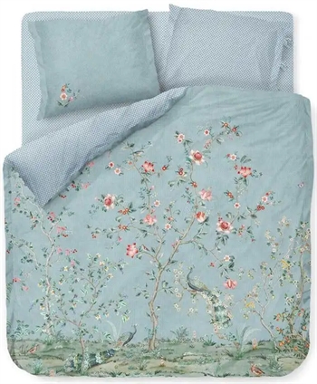 Se Dobbeltdyne sengetøj 200x200 cm - Okinawa blue - Blomstret sengetøj - 2 i 1 design - 100% bomuld - Pip Studio hos Dynezonen.dk