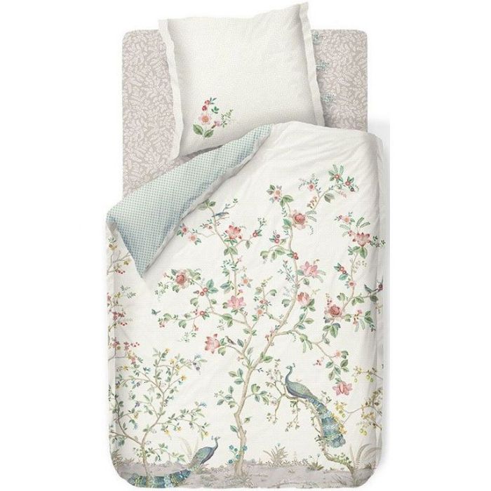 Pip studio sengetøj - 140x200 cm - Okinawa white - Blomstret sengetøj - Dobbeltsidet sengesæt - 100% bomuld