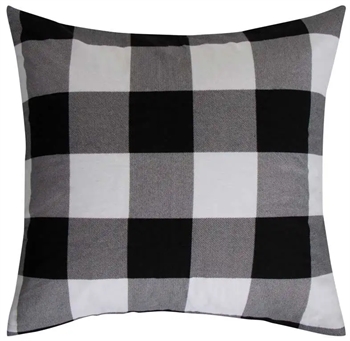 Pudebetræk 60x63 cm - Check black - 100% Bomuldsflonel - By Night hovedpudebetræk