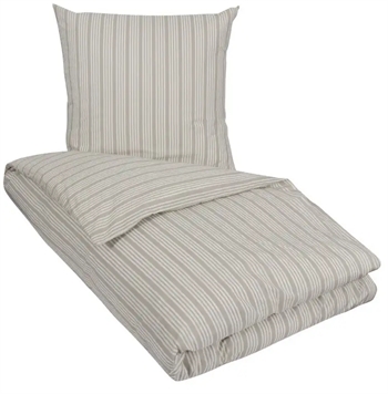 Billede af Stribet sengetøj 140x220 cm - 100% bomuld - Lone gråt sengetøj - Nordstrand Home sengesæt