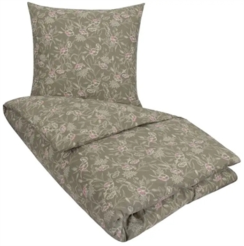 Se Blomstret sengetøj - 140x200 cm - Juliane Grøn - Sengesæt i 100% Bomuld - Nordstrand Home sengelinned hos Dynezonen.dk