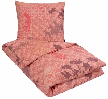 Billede af Dobbeltdyne sengetøj 200x220 cm - Happy Horses cherry - Sengesæt i 100% Bomuldssatin - Susanne Schjerning sengetøj