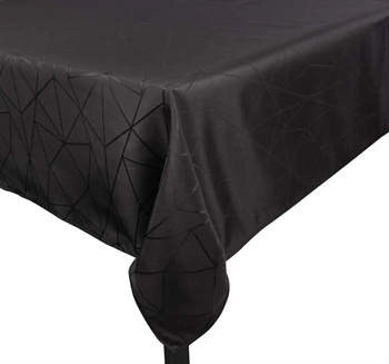 Billede af Borddug - 140x220 cm - Jacquard dug med geometrisk mønster i sort - Eksklusiv festdug