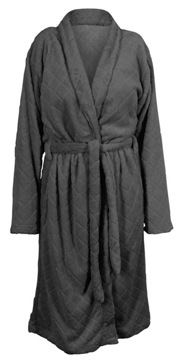 Morgenkåbe - Str. XXL/XXXL - Antracitgrå - Coral fleece blød badekåbe - Borg Living