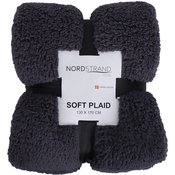 Plaid i teddy fleece - 130x170 cm - Antracitgrå - Blødt tæppe fra Nordstrand
