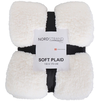 Plaid i teddy fleece - 130x170 cm - Hvidt - Blødt tæppe fra Nordstrand