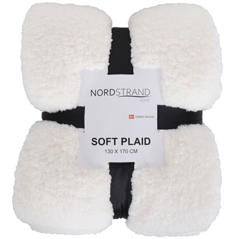 14: Plaid i teddy fleece - 130x170 cm - Hvidt - Blødt tæppe fra Nordstrand