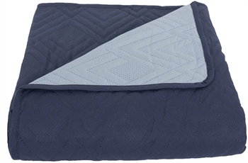 Sengetæppe - 220X240 cm - Vendbart Mørkeblå og lyseblå - Tæppe til trekvart seng