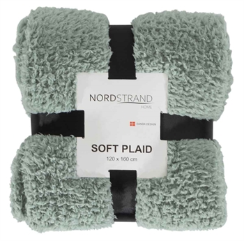 Billede af Plaid i teddy fleece - 120x160 cm - Støvet grøn - Blødt tæppe fra Nordstrand