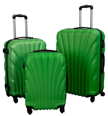 Billede af Kuffertsæt - 3 Stk. Hardcase kufferter - Grøn Musling