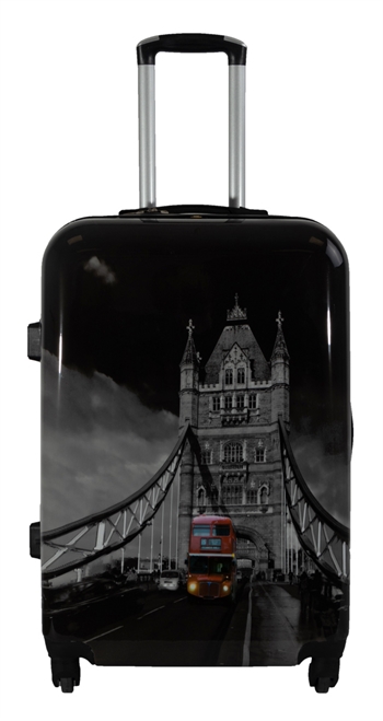 🥇 Køb Kuffert - kuffert - Str. Medium - Kuffert motiv - London bridge Eksklusiv letvægt rejsekuffert - Se den pris!