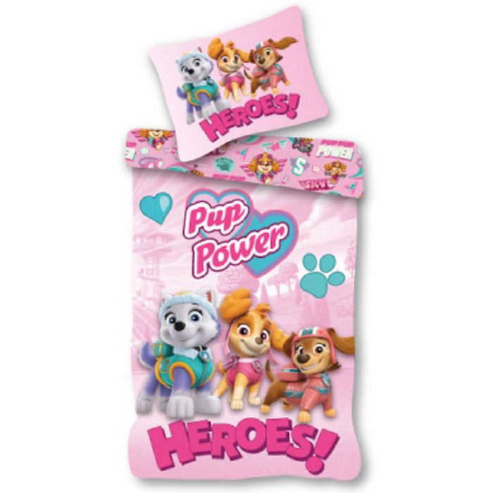 Paw Patrol sengetøj 140x200 cm - Lyserødt vendbart sengesæt med Paw Patrol - 100% bomulds sengelinned Paw Patrol sengetøj 140x200 cm - Lyserødt vendbart sengesæt med Paw Patrol - 100% bomulds sengelinned