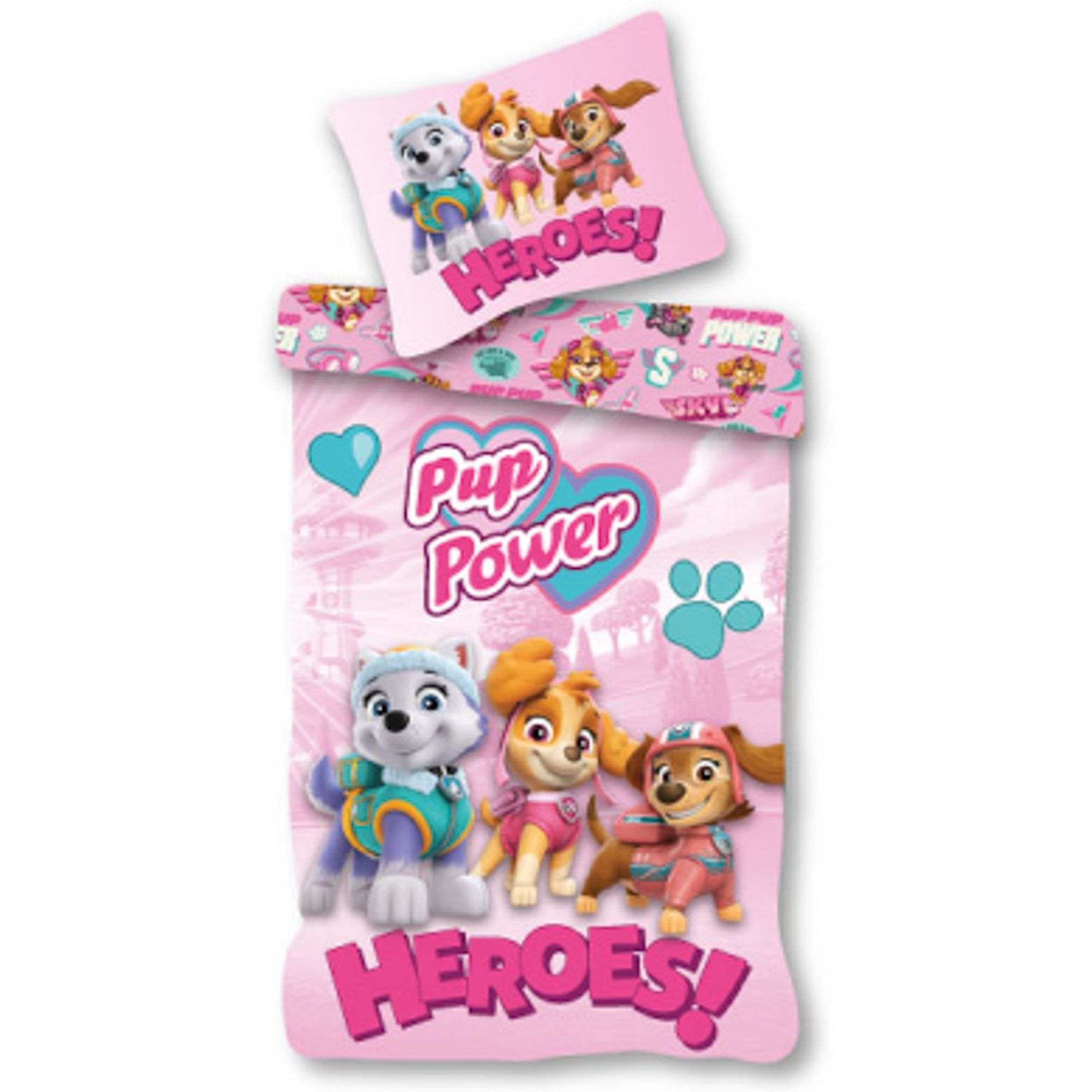 Paw Patrol Pup Power Heroes - Børnesengetøj - Pink - 140x200 cm