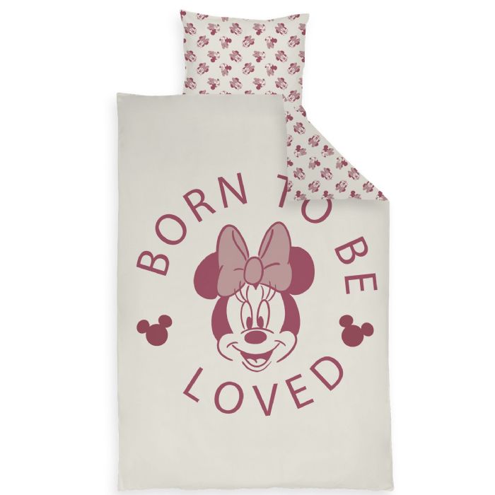 Minnie sengetøj 100x140 cm - Junior sengesæt med Minnie Mouse - Vendbart motiv - 100% bomulds sengelinned
