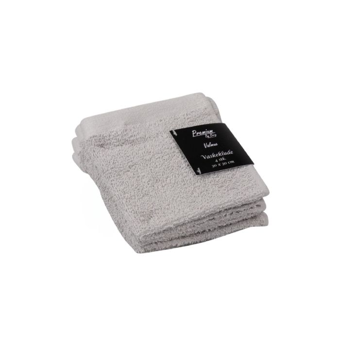 Vaskeklude 4-pak - 100% Blødt bomuld med høj absorberingsevne - 30x30 cm - Lysegrå vaskeklude fra danske By Borg