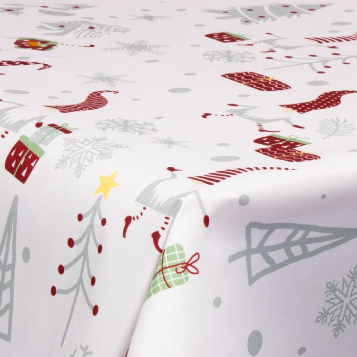 Tekstil voksdug med akrylbelægning - Med julemotiv - Christmas gnome - 140 cm bred - På metermål