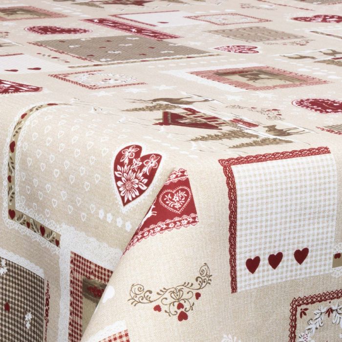 Tekstil voksdug - 140 cm bred - Juledug - 30 meters rulle - Winter landscape with hearts - Voksdug med akrylbelægning
