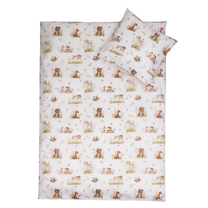 Sengetøj 70x100 cm - Baby sengesæt med hjorte og bjørne - 100% bomulds sengelinned - Nordstrand Home