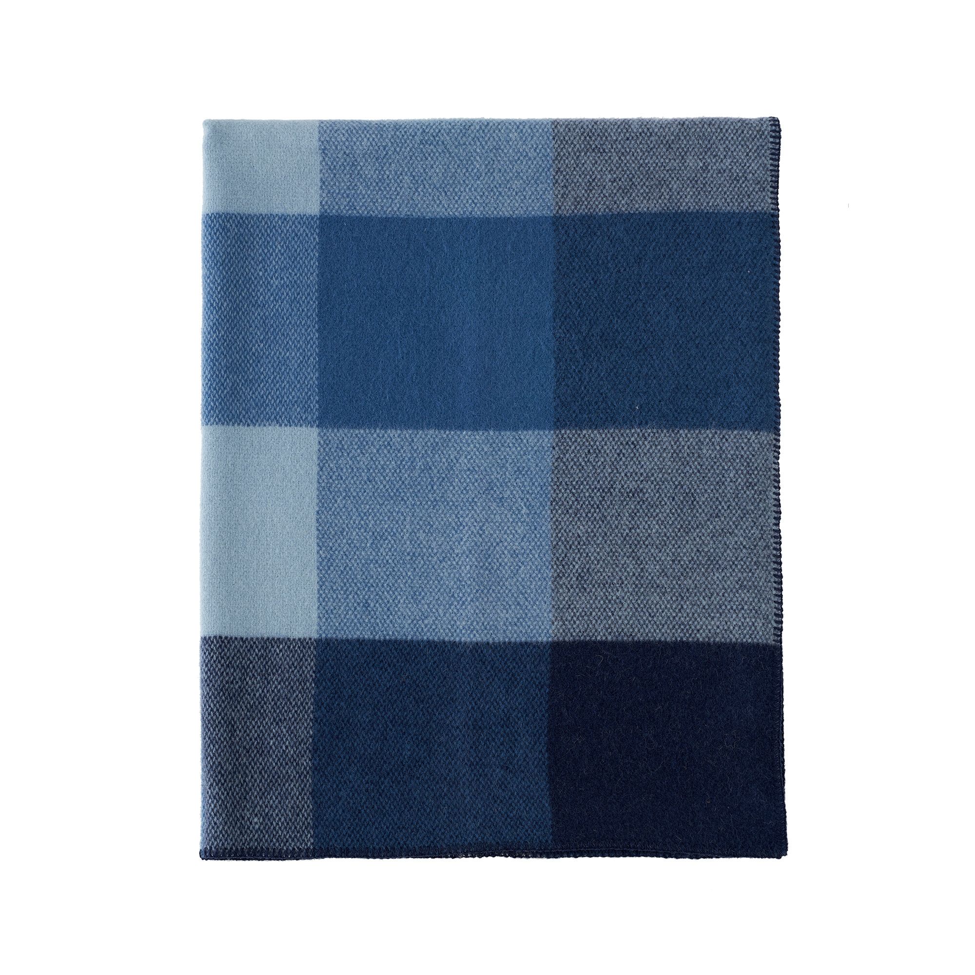 Uldplaid - 130x180 cm - 100% Lammeuld - Block Blue