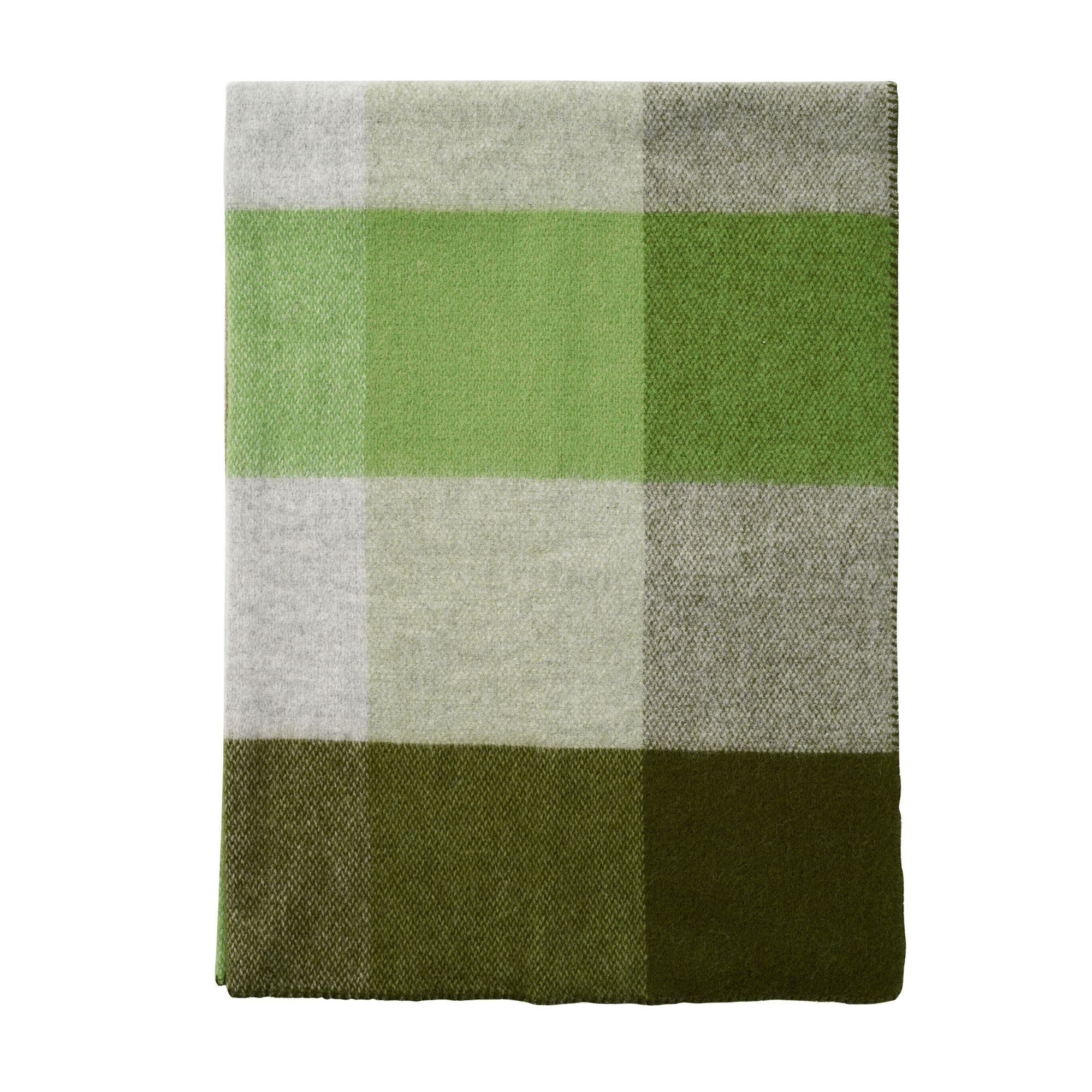 Uldplaid - 130x180 cm - 100% Lammeuld - Block Green