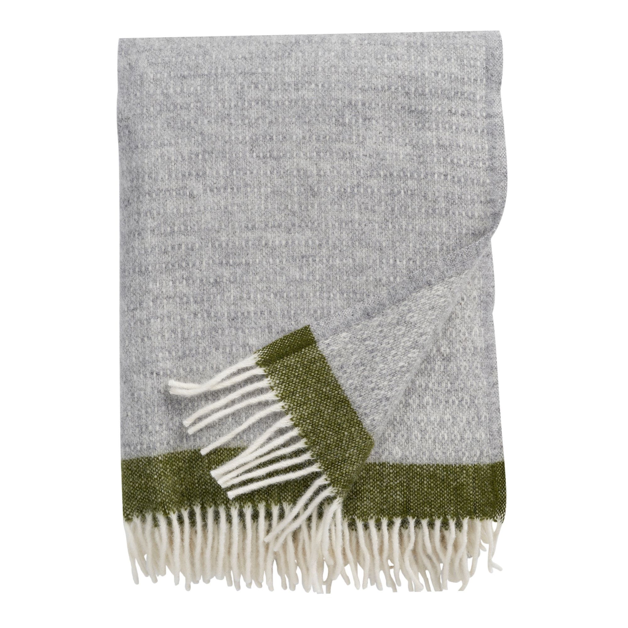 Uldplaid - 130x200 cm - 100% Økologisk lammeuld - Hampus Grey Avocado