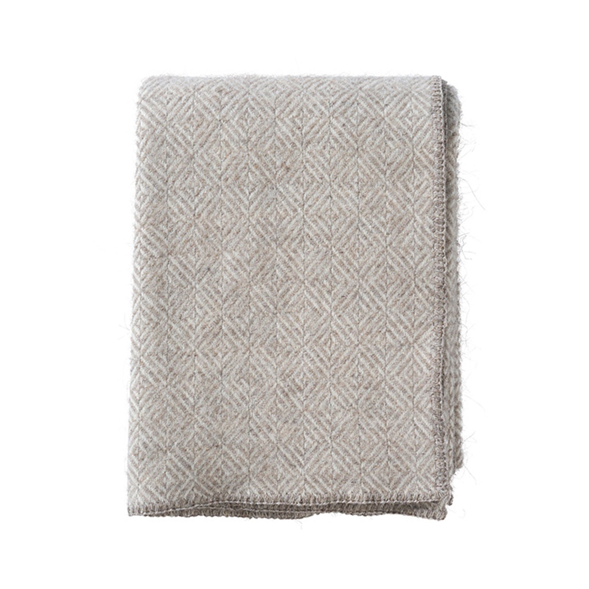 Uldplaid - 130x180 cm - Alpacauld/lammeuld - Diamonds Naturel Beige