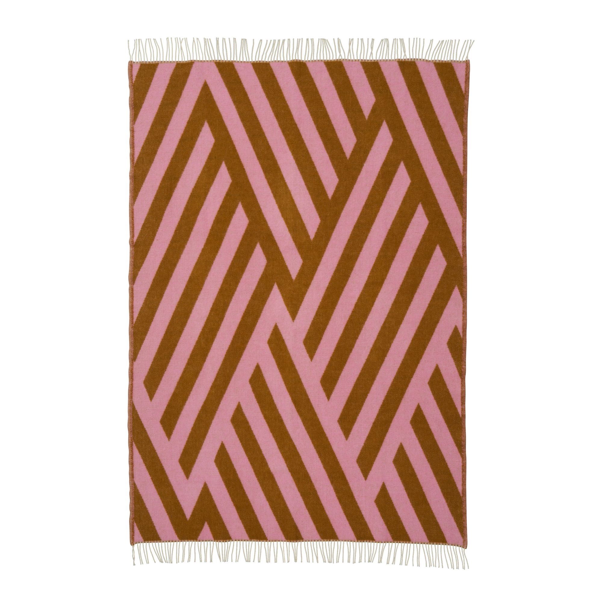 Uldplaid - 130x200 cm - 100% Lammeuld - Tangent Pink Caramel