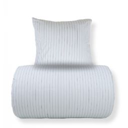 Sengetøj - 100% bomuld - Blå med brune striber