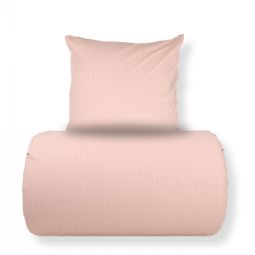Sengetøj - 100% bomuld - Rosa med hvide striber