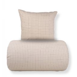 Sengetøj - 100% bomuld - Sandfarvet med brune tern