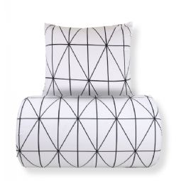 Sengetøj - 100% bomuld - Hvidt med sorte harlekintern