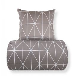 Sengetøj - 100% bomuld - Gråt med hvide harlekintern