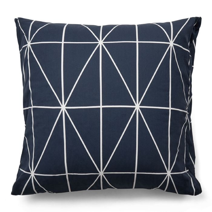 Pudebetræk 60x63 cm - 100% bomuld - Blåt hovedpudebetræk med harlekintern - Nordstrand Home