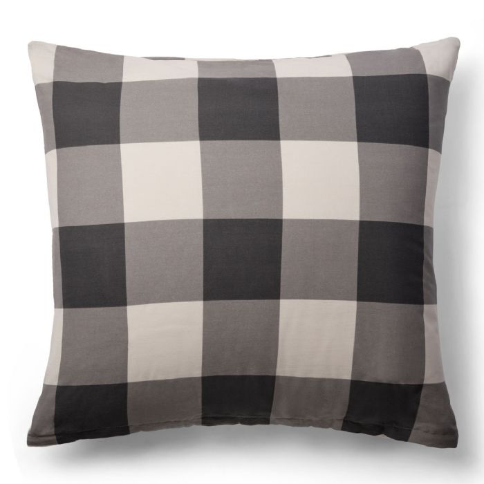 Pudebetræk 60x63 cm - 100% bomuld - Gråt ternet hovedpudebetræk - Nordstrand Home