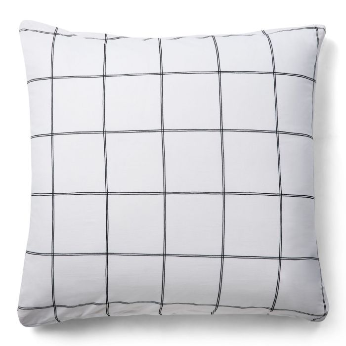 Pudebetræk 60x63 cm - 100% bomuld - Hvidt hovedpudebetræk med sorte tern - Nordstrand Home