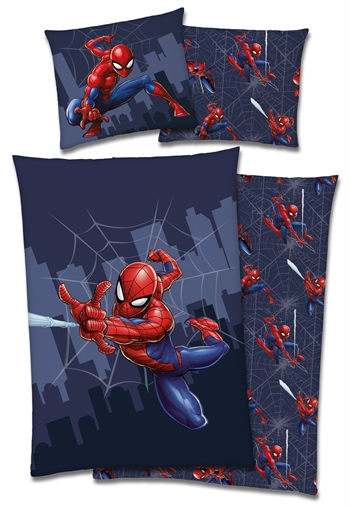 #1 - Spiderman Junior sengetøj 100x140 cm - Flying - 2 i 1 - 100% bomuld