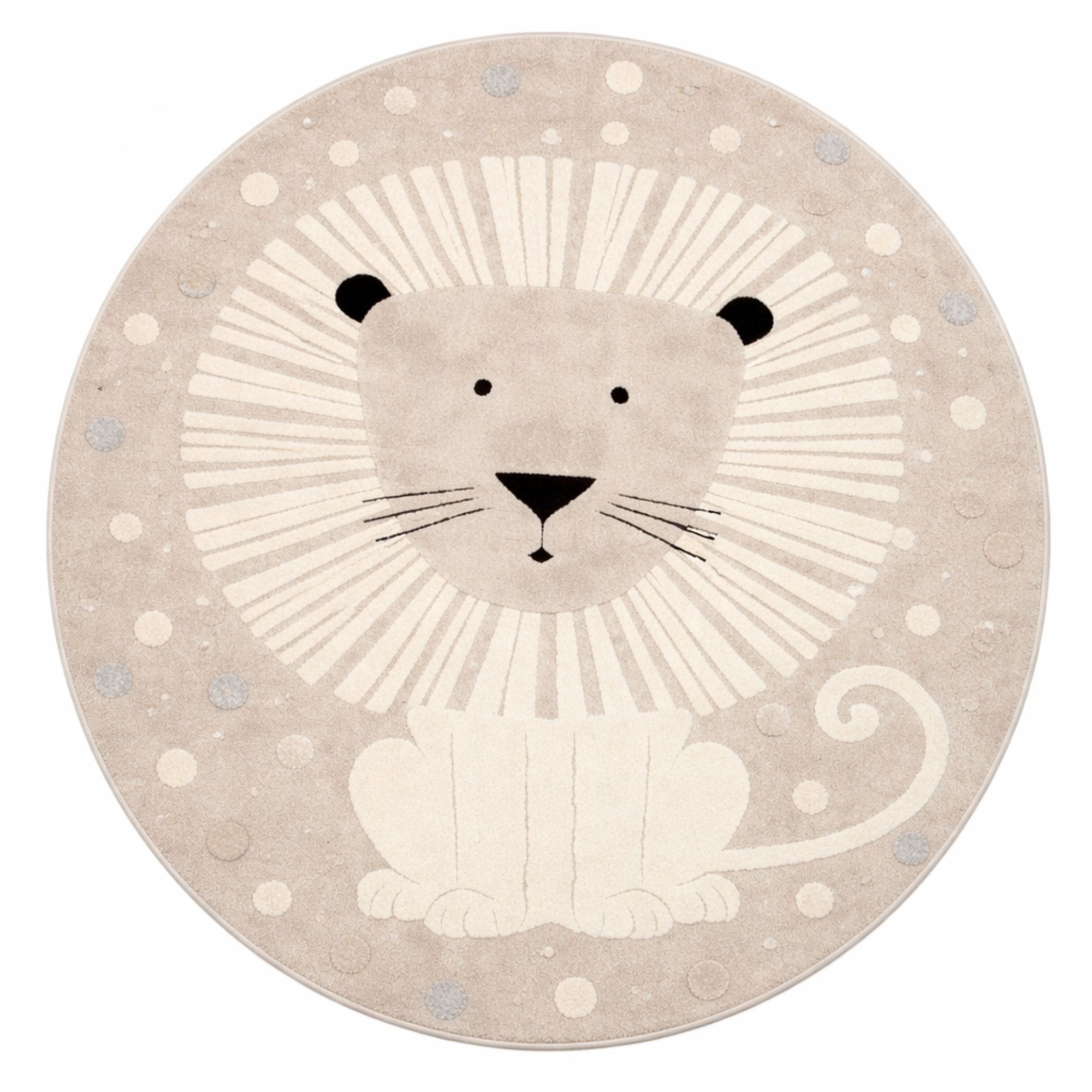 Rundt børnegulvtæppe - Ø 120 cm - Vævet - Beige - Elio - Nordstrand Home