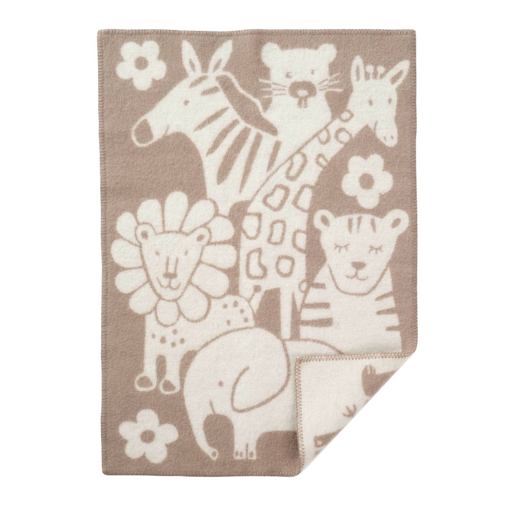 Børne uldplaid - 65x90 cm - 100% Økologisk lammeuld - Picnic Taupe Kids