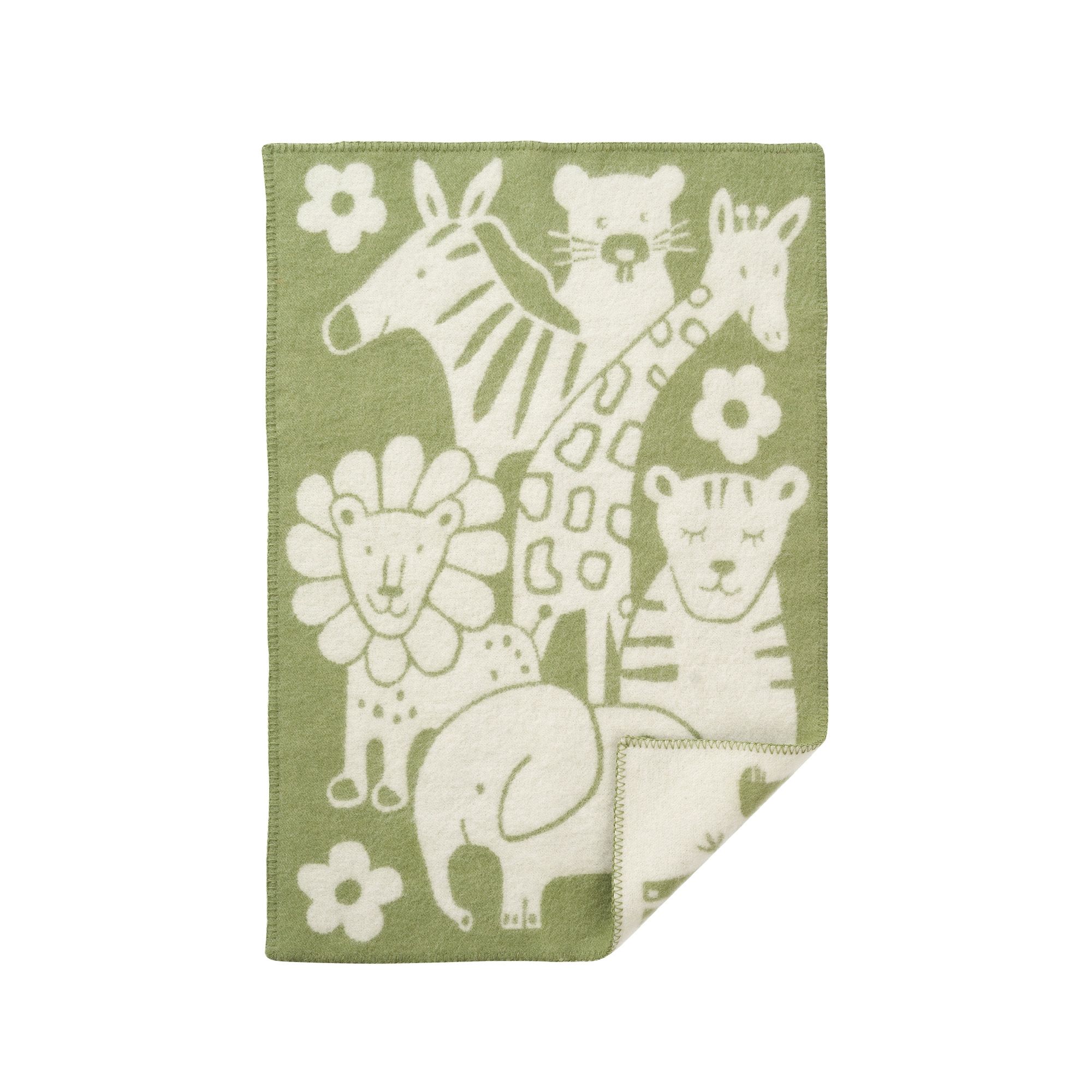 Børne uldplaid - 65x90 cm - 100% Økologisk lammeuld - Picnic Green Kids